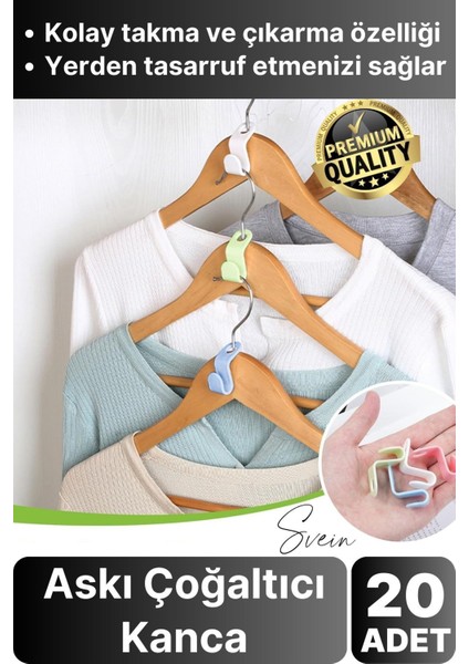 20 Adet Çok Amaçlı Askı Çoğaltıcı Gardrop Dolap Içi Düzenleyici Organizer Kanca Seti Çoklayıcı