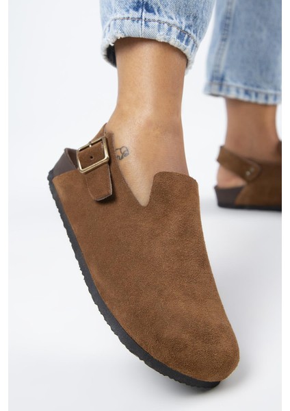 Holly 2 Kadın Deri Hakiki Deri Kemerli Tokalı Sabo Taba Sandalet fırsatları