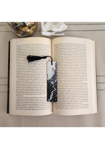 Dağ Manzaralı Püsküllü Kabartmalı Kitap Ayracı 3D 3 Boyutlu Altındal Home