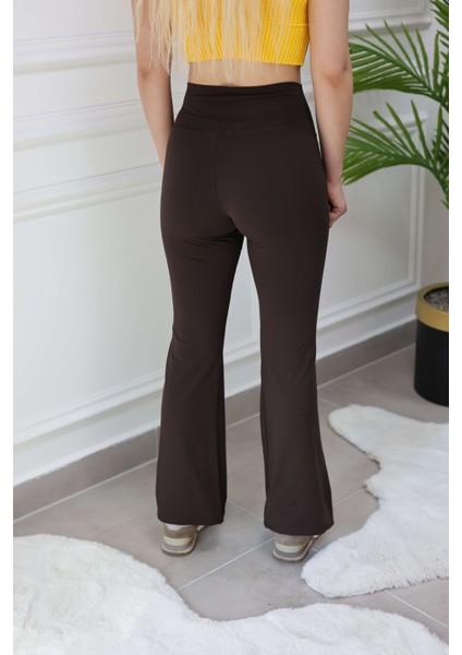 Ispanyol Paça Yüksek Bel Tayt Acı Kahve modelleri