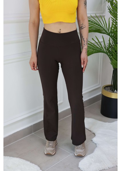 Ispanyol Paça Yüksek Bel Tayt Acı Kahve fırsatları