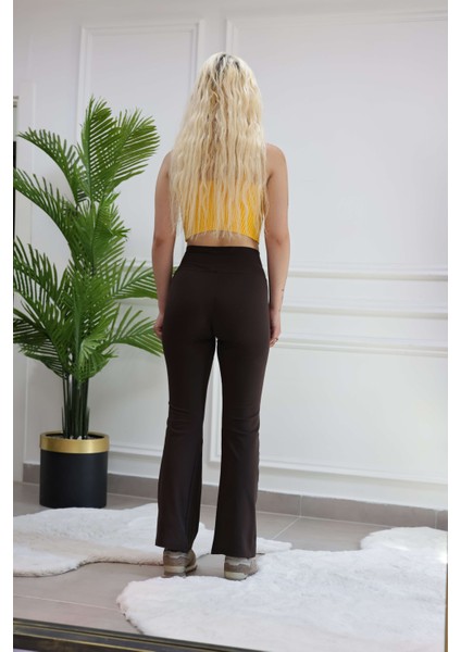 Ispanyol Paça Yüksek Bel Tayt Acı Kahve indirimleri