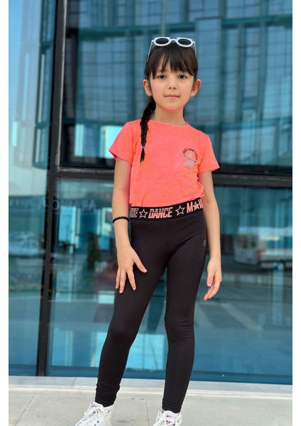 Kalp Baskılı Sevimli Takım - Turuncu