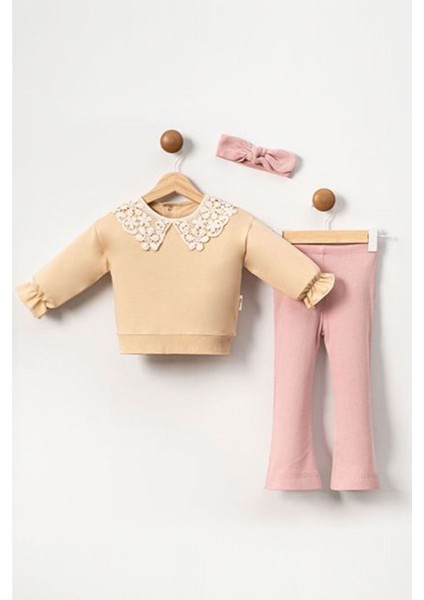 Güpür Yaka Detaylı Kız Bebe Taytlı takım - Pembe fiyatları