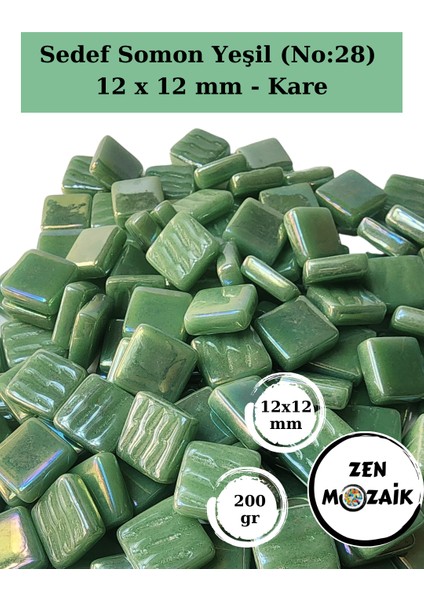 Zen Mozaik Sanatsal Mozaik Çalışmalarınız Için 12X 12 mm Kare - Sedefli  Cam Mozaik Taşı (200 Gr)