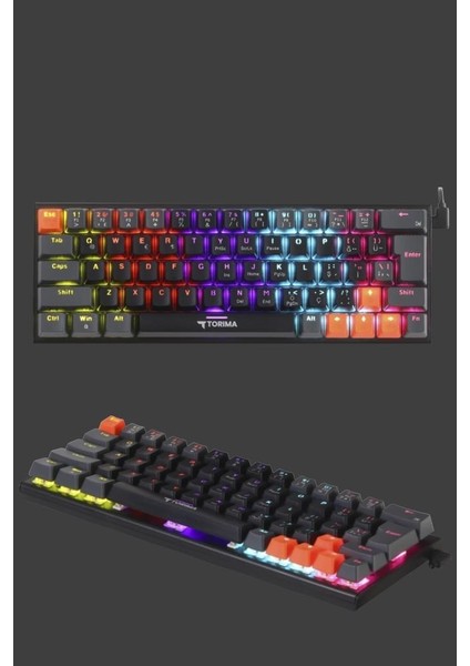 Tk-06 Mekanik Rgb Işıklı Kablolu Q Klavye Siyah