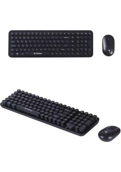 Tmk-07 Siyah Retro Daktilo Görünümlü Kablosuz Q Klavye Mouse Seti
