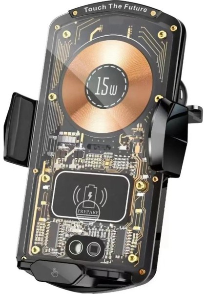 Dokunmatik Sıkma 15W Wireless Şarj Veya Soketli Kablolu Şarj Özellikli Araç Petek Telefon Tutucu