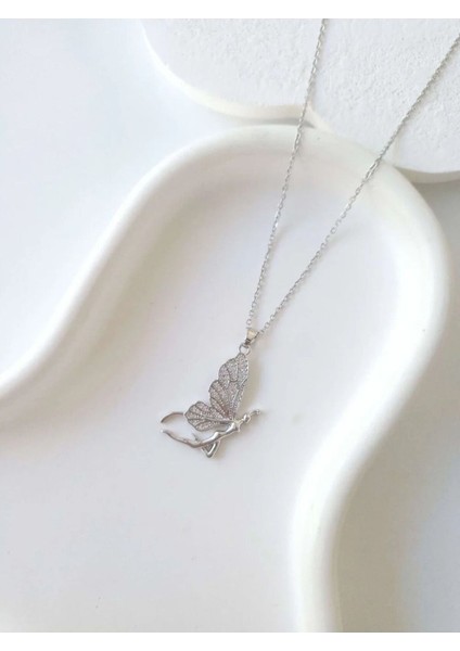 Çelik Silver Butterfly Kadın Kolye