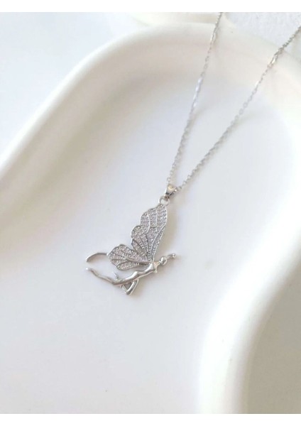 Çelik Silver Butterfly Kadın Kolye
