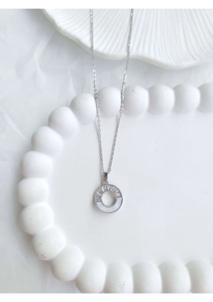 Çelik Silver Taşlı Kadın Kolye