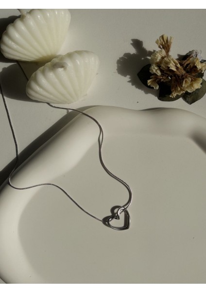 Çelik Kalp Figürlü Basic Kadın Kolye Gümüş Love Harmony - Silver