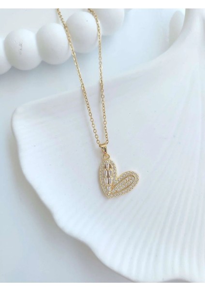 Çelik Gold Kalp Kadın Kolye - Golden Heart fiyatları