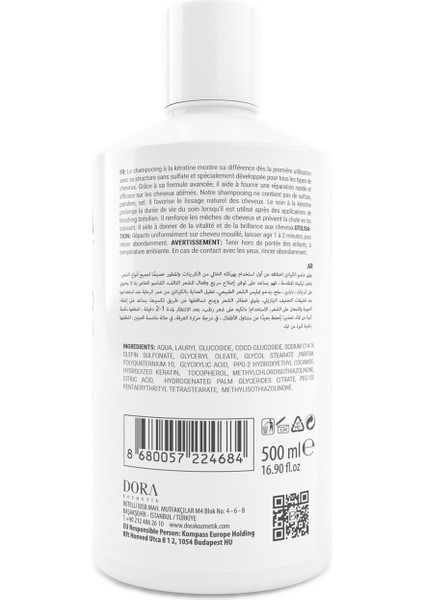 Şampuan Keratin Güçlendirici ve Yenileyici Saç Bakım Şampuanı 500 ml