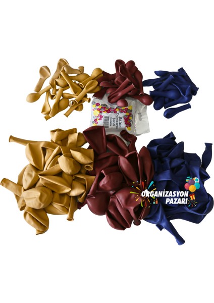 Balon Seti Lacivert-Sütlü Kahve-Deep Red 100 lü Balon Zinciri Seti fırsatları