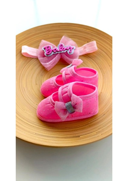 Vavbaby Barbie Pink - Pembe Kız Bebek Bandana ve Ayakkabı 0-6 Ay Şirin Sevimli Rahat Yumuşak Taban fiyatları