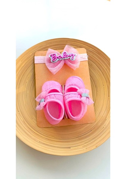 Vavbaby Barbie Pink - Pembe Kız Bebek Bandana ve Ayakkabı 0-6 Ay Şirin Sevimli Rahat Yumuşak Taban modelleri