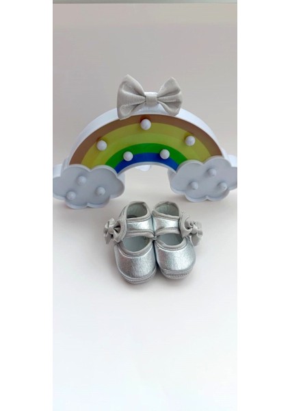 Vavbaby Baby Shine Gümüş Renk Bebek Bandana ve Ayakkabı 0-6 Ay Şirin Sevimli Rahat Yumuşak Taban fiyatları