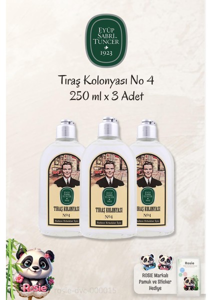 3 Adet Eyüp Sabri Tuncer Tıraş Kolonyası No: 4 ve Rosıe Doğal Temizleme Pamuğu