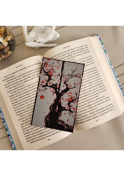 2 Li Sakura Ağacı Kiraz Çiçeği Kabartmalı Kitap Ayracı Seti 3D 3 Boyutlu Altındal Home