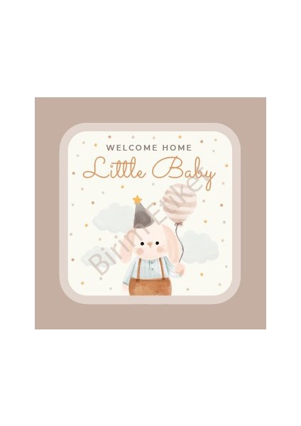 Isme Özel Hoşgeldin Bebek Etiketi Sticker 5,5x5,5 cm 70 Adet
