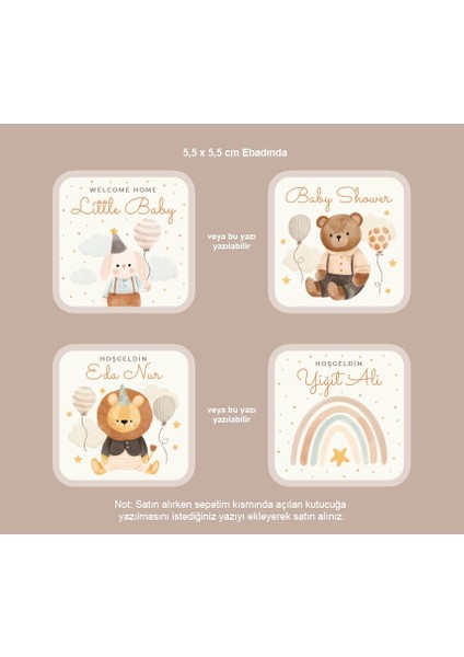 Isme Özel Hoşgeldin Bebek Etiketi Sticker 5,5x5,5 cm 70 Adet fiyatları