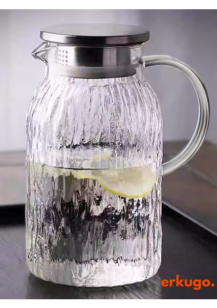 Vakumlu Çelik Kapaklı Isıya Dayanıklı Borosilikat Cam Demlik, Süzgeçli Demlik (1500 Ml) Ekg- Icejug