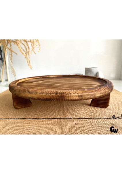 Yuvarlak Doğal Ahşap Sunum Tabağı Ayaklı Çukur Ahşap Sunumluk(Beyaz ÇAM)(ÇAP:28CM Yük:6,5cm) fırsatları