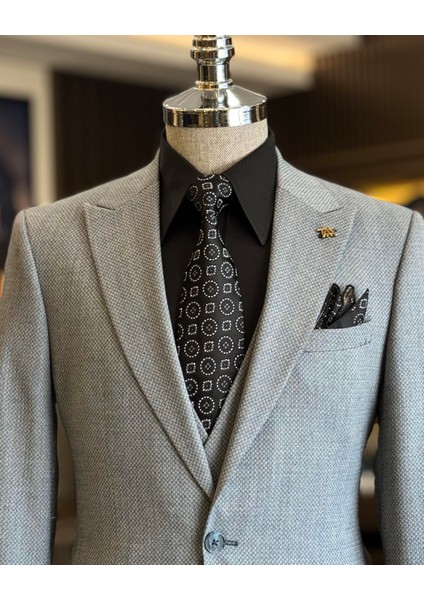İtalyan Stil Ceket Yelek Pantolon Takım Elbise Mavi T12865 fiyatları