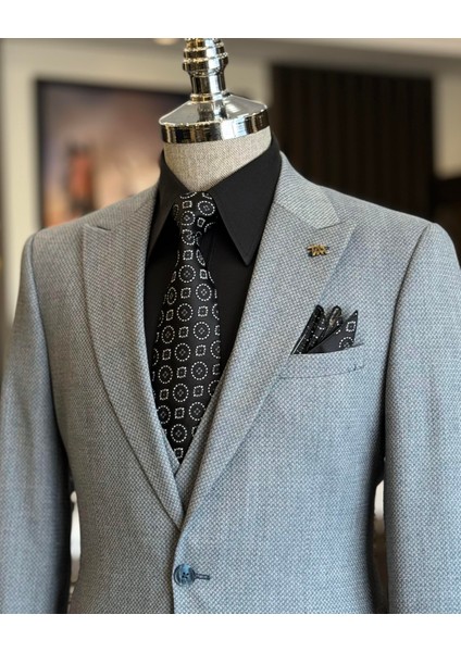 İtalyan Stil Ceket Yelek Pantolon Takım Elbise Mavi T12865 modelleri