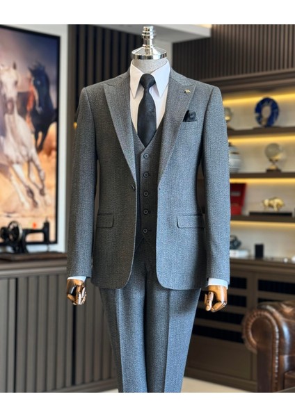 İtalyan Stil Ceket Yelek Pantolon Takım Elbise Siyah T12853 indirimleri