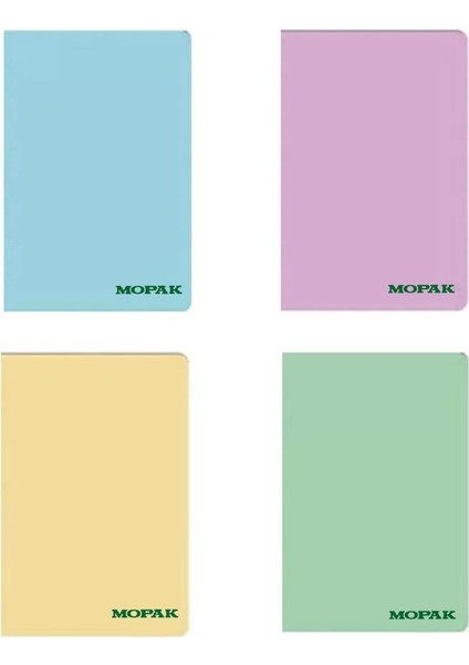 A4 Plastik Kapak Defter 60 Yaprak Pastel Kareli - 4 Adet