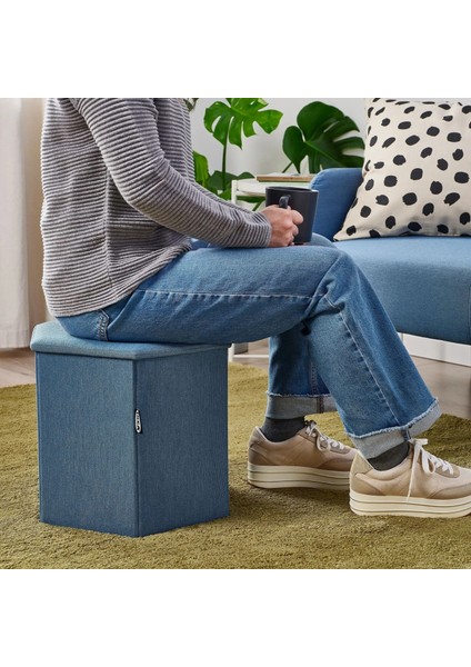 "LOTR®" Kjuge Saklama Gözlü Puf, Knisa Orta Mavi - Koyu Gri fiyatları