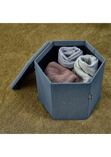 "LOTR®" Kjuge Saklama Gözlü Puf, Knisa Orta Mavi - Koyu Gri fırsatları