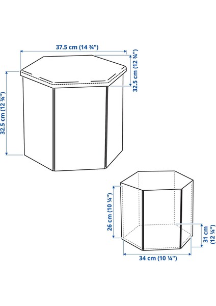 "LOTR®" Kjuge Saklama Gözlü Puf, Knisa Orta Mavi - Koyu Gri indirimleri