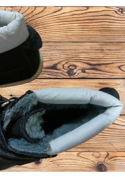 Deri Nubuk Çocuk Bot Kürklü Kaymaz Cat Model Siyah modelleri