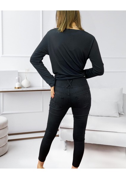 Modamuvo Yüksek Bel Likralı Jean Pantolon 90 cm
