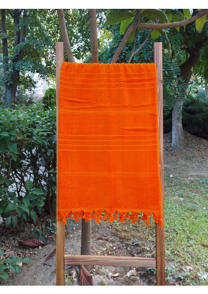 Pamuklu Büyük Boy Havlu Peştemal Turuncu Renk 90x180 cm