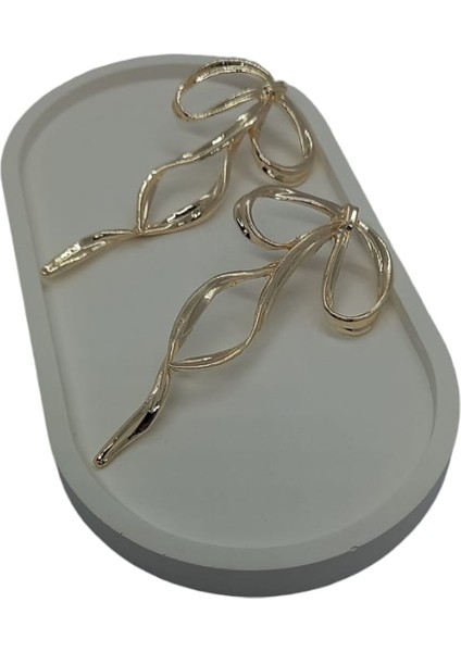 Pirinç Gold Renk Fiyonk Model Küpe modelleri