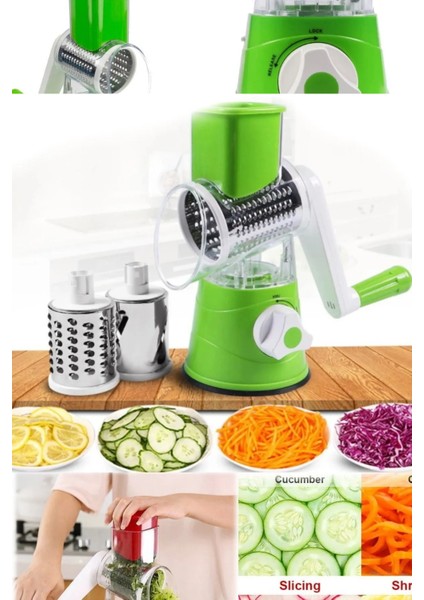 Tutma Kollu Çevirmeli Pratik Kesme ve Rendeleme Drum Grater Pratik Rulo Rende