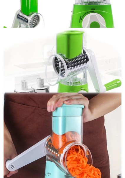 Tutma Kollu Çevirmeli Pratik Kesme ve Rendeleme Drum Grater Pratik Rulo Rende