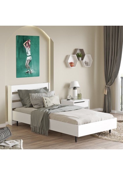 Leena Tek Kişilik Karyola Metal Ayaklı 100*200 cm Beyaz LA13-W