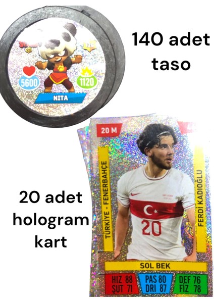 Alışveriş Devi Brawl Stras Balyoz Taso Hologramlı Taso 140 Adet + Helogramlı Futbolcu Kartı 20 Adet Hediye