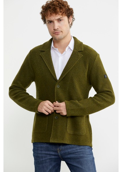 Yünlü Üç Düğme Triko Ceket - Yeşil fırsatları