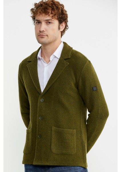 Yünlü Üç Düğme Triko Ceket - Yeşil indirimleri