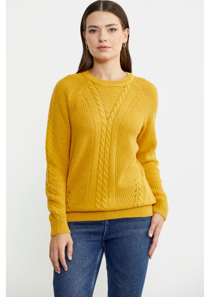 Salaş Motifli Yünlü Triko Kazak - Güneş