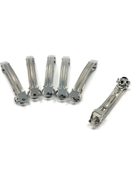 12 Adet 8 cm Gümüş Renk Metal Otomatik Toka Boş Süslenmemiş