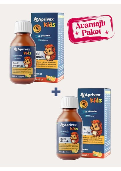 Kids Multivitamin Doğal Portakal Aromalı Şurup 150 ml x 2 adet