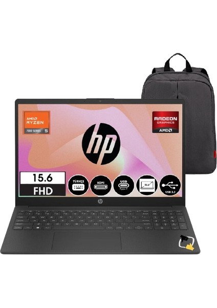 Hp 15-FC0060NT Amd Ryzen 5 7520U 16 GB Ddr5 512GB SSD 15.6" Fhd Windows 11 Pro Taşınabilir Bilgisayar 8M1T2EA + Snertech Çanta