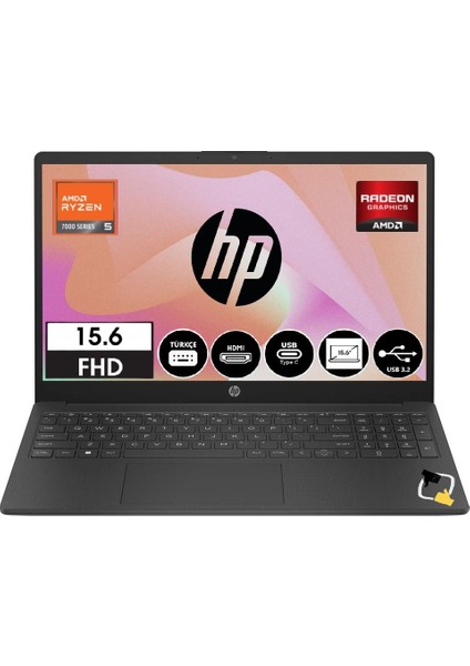 Hp 15-FC0060NT Amd Ryzen 5 7520U 16 GB Ddr5 512GB SSD 15.6" Fhd Windows 11 Pro Taşınabilir Bilgisayar 8M1T2EA + Snertech Çanta